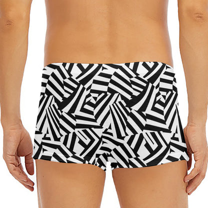 Black And White Dazzle Pattern Print Men's Short Boxer Briefs