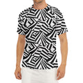 Black And White Dazzle Pattern Print Men's Short Sleeve Rash Guard