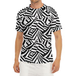 Black And White Dazzle Pattern Print Men's Short Sleeve Rash Guard