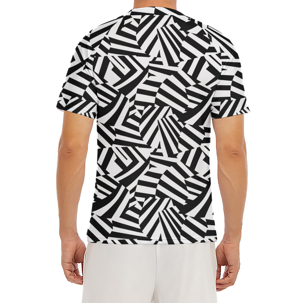 Black And White Dazzle Pattern Print Men's Short Sleeve Rash Guard