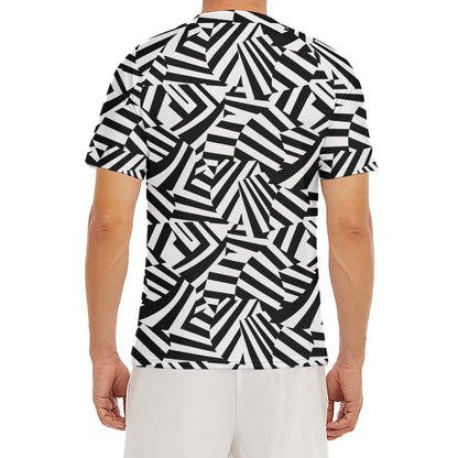 Black And White Dazzle Pattern Print Men's Short Sleeve Rash Guard