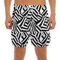 Black And White Dazzle Pattern Print Men's Split Running Shorts