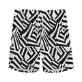 Black And White Dazzle Pattern Print Men's Athletic Shorts