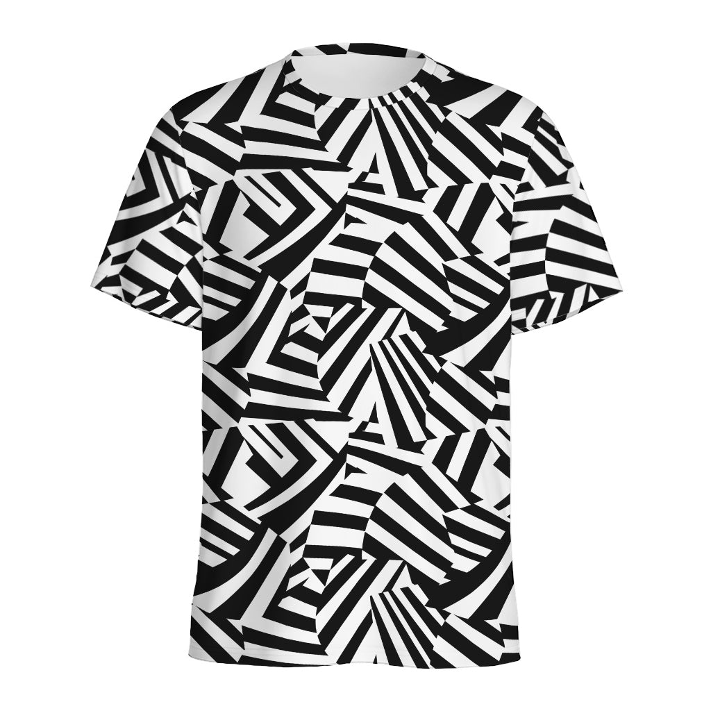 Black And White Dazzle Pattern Print Men's Sports T-Shirt