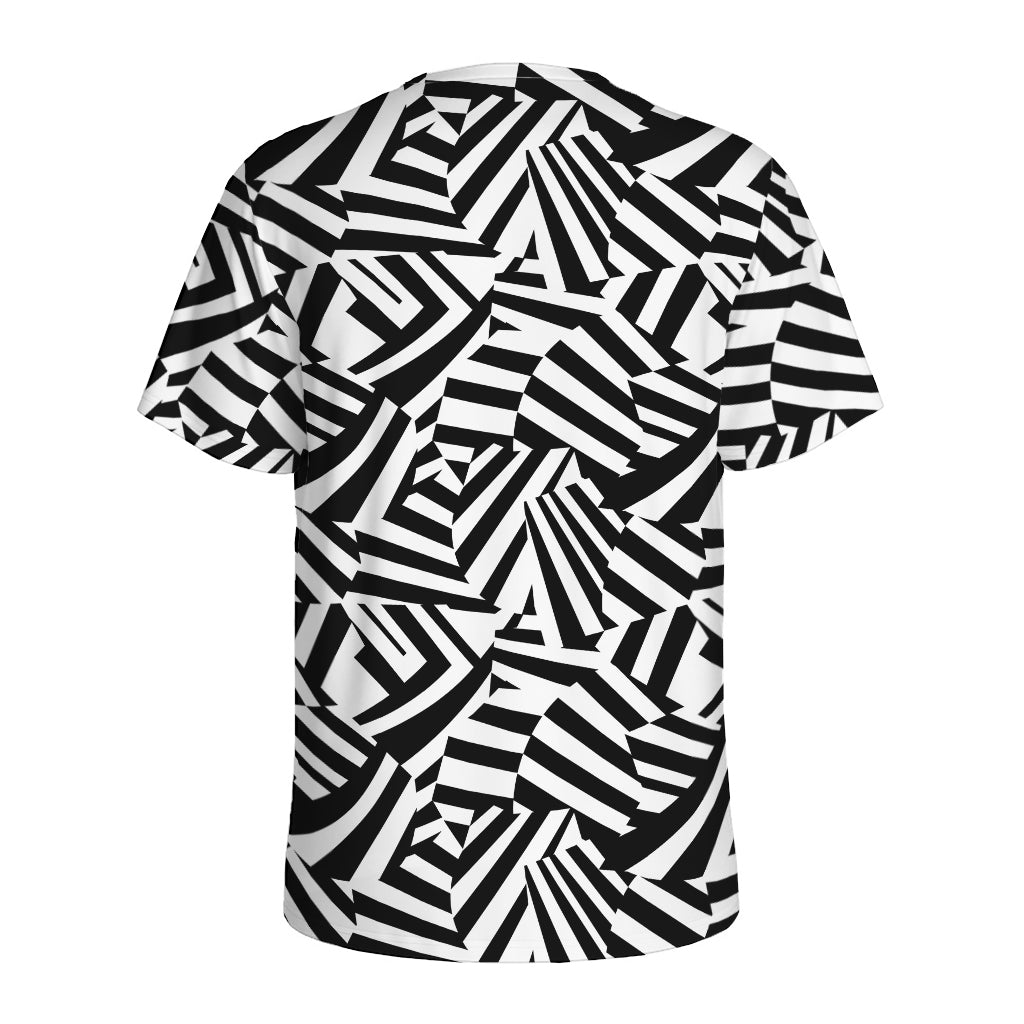 Black And White Dazzle Pattern Print Men's Sports T-Shirt