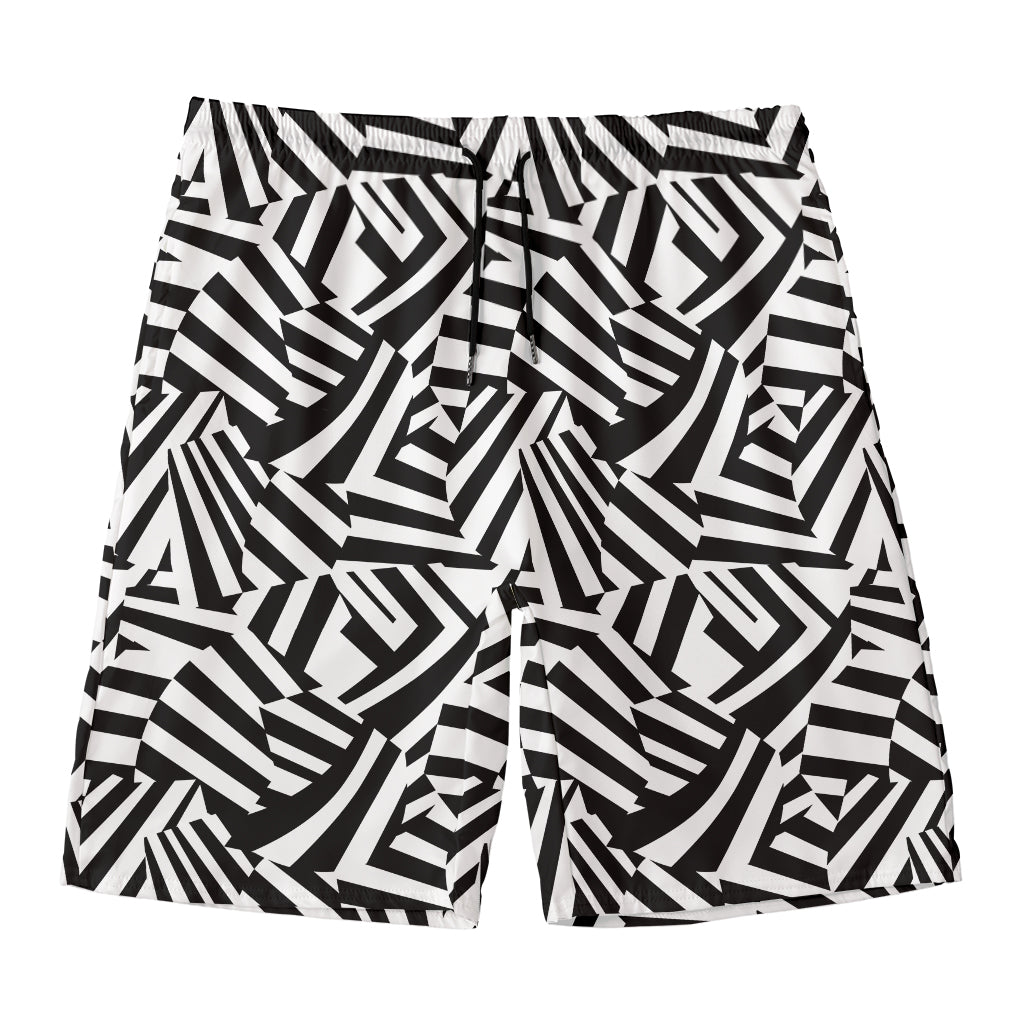 Black And White Dazzle Pattern Print Men's Swim Trunks