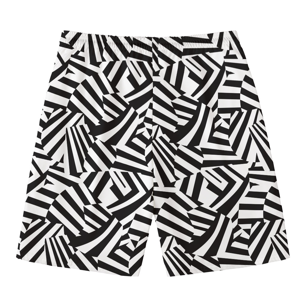Black And White Dazzle Pattern Print Men's Swim Trunks