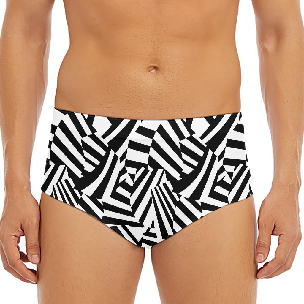 Black And White Dazzle Pattern Print Men's Triangle Swim Briefs