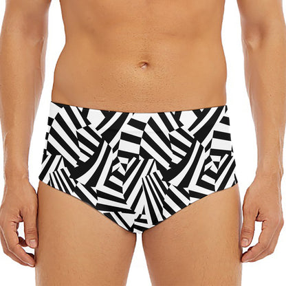 Black And White Dazzle Pattern Print Men's Triangle Swim Briefs