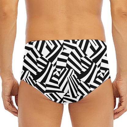 Black And White Dazzle Pattern Print Men's Triangle Swim Briefs