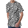 Black And White Dazzle Pattern Print Men's Velvet T-Shirt