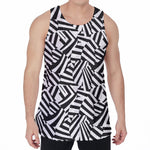 Black And White Dazzle Pattern Print Men's Velvet Tank Top