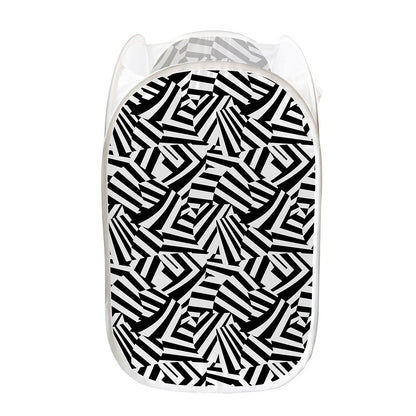 Black And White Dazzle Pattern Print Mesh Laundry Hamper