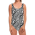 Black And White Dazzle Pattern Print One Piece Swimsuit