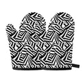 Black And White Dazzle Pattern Print Oven Mitts