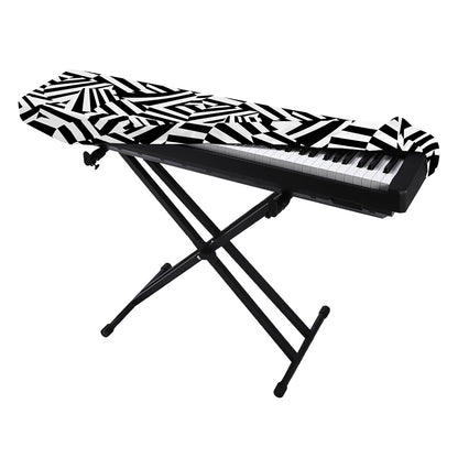 Black And White Dazzle Pattern Print Piano Keyboard Cover