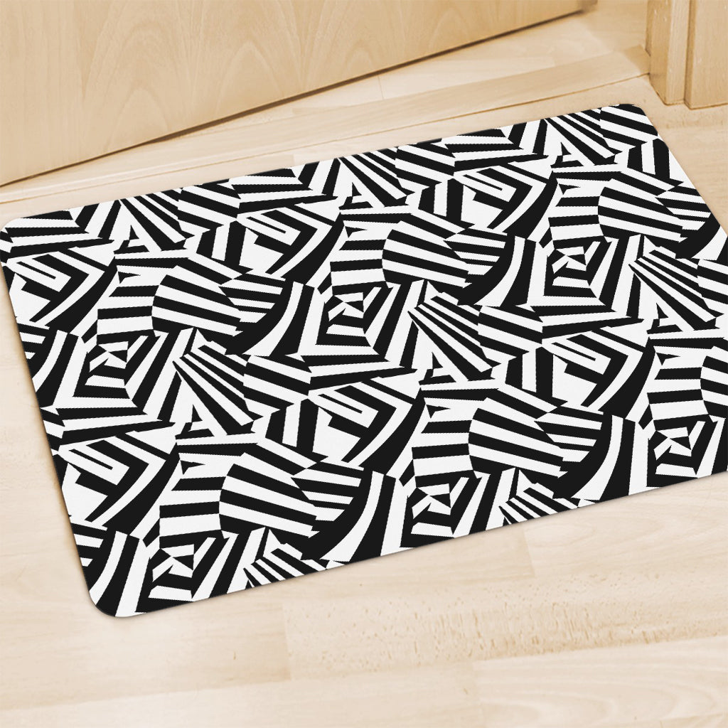 Black And White Dazzle Pattern Print Polyester Doormat