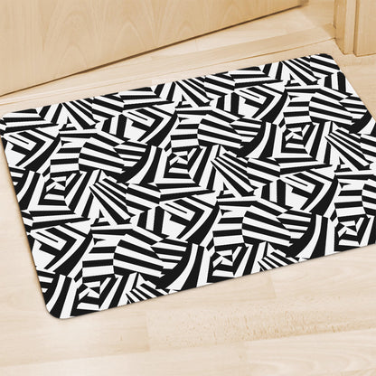 Black And White Dazzle Pattern Print Polyester Doormat