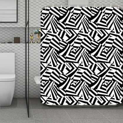 Black And White Dazzle Pattern Print Polyester Shower Curtain