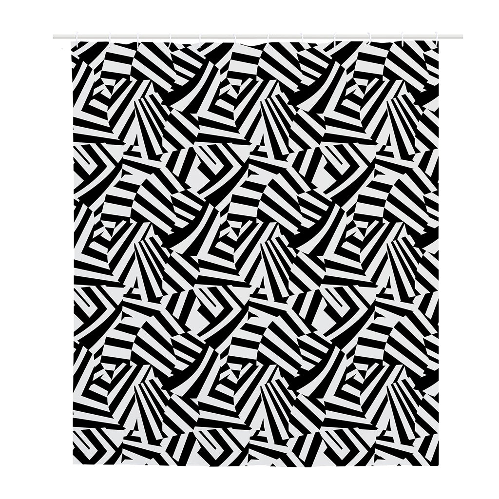 Black And White Dazzle Pattern Print Polyester Shower Curtain