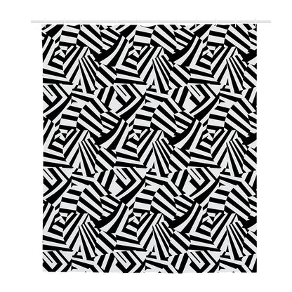 Black And White Dazzle Pattern Print Polyester Shower Curtain