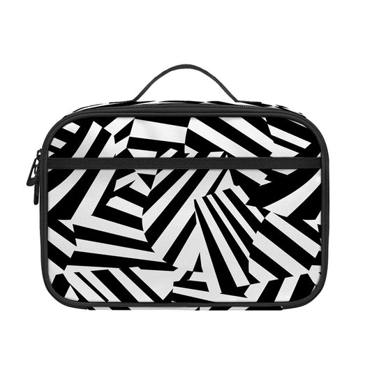 Black And White Dazzle Pattern Print Portable Lunch Bag