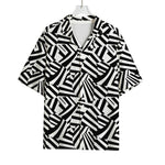 Black And White Dazzle Pattern Print Rayon Hawaiian Shirt