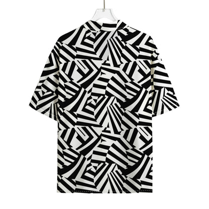Black And White Dazzle Pattern Print Rayon Hawaiian Shirt