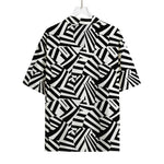 Black And White Dazzle Pattern Print Rayon Hawaiian Shirt