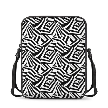 Black And White Dazzle Pattern Print Rectangular Crossbody Bag