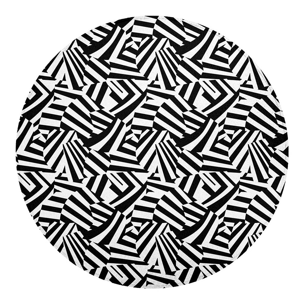 Black And White Dazzle Pattern Print Round Blanket