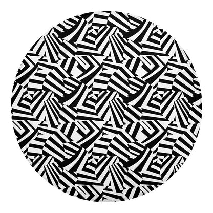 Black And White Dazzle Pattern Print Round Blanket
