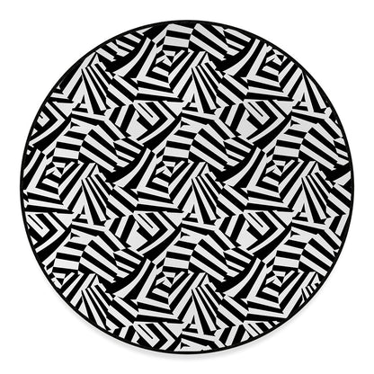 Black And White Dazzle Pattern Print Round Floor Mat