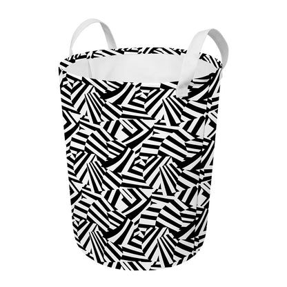 Black And White Dazzle Pattern Print Round Laundry Basket