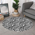 Black And White Dazzle Pattern Print Round Rug