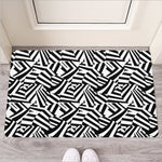 Black And White Dazzle Pattern Print Rubber Doormat