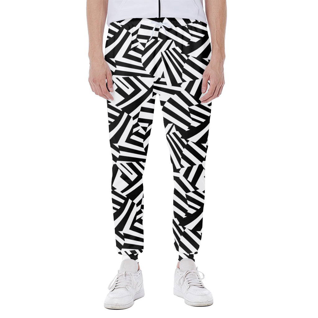 Black And White Dazzle Pattern Print Scuba Joggers