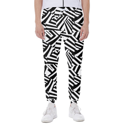 Black And White Dazzle Pattern Print Scuba Joggers
