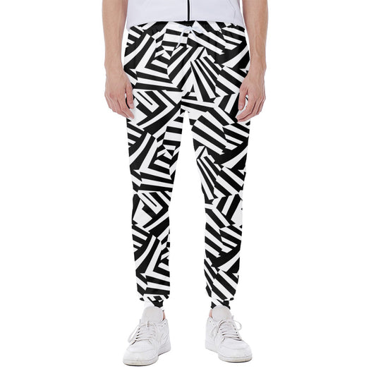 Black And White Dazzle Pattern Print Scuba Joggers