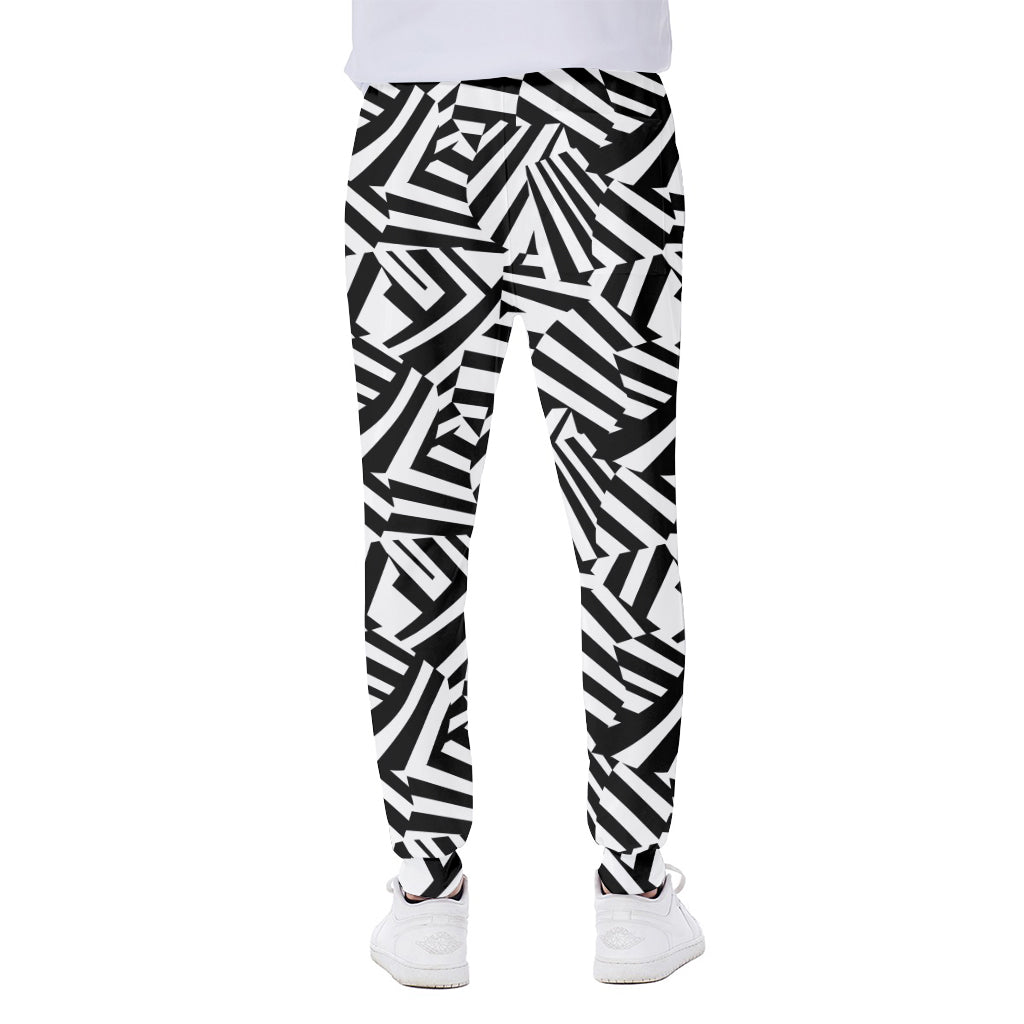 Black And White Dazzle Pattern Print Scuba Joggers