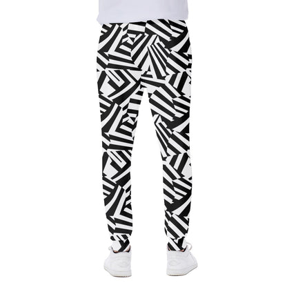 Black And White Dazzle Pattern Print Scuba Joggers