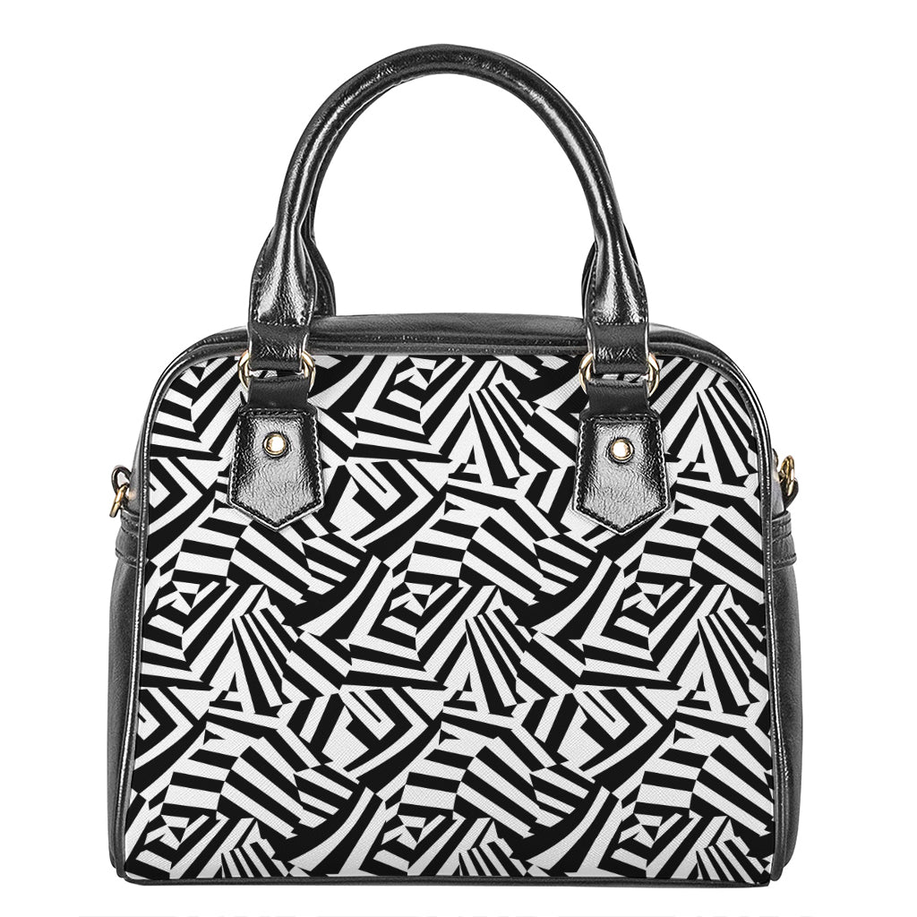 Black And White Dazzle Pattern Print Shoulder Handbag