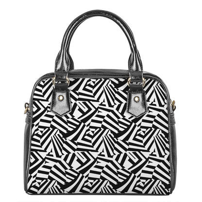 Black And White Dazzle Pattern Print Shoulder Handbag