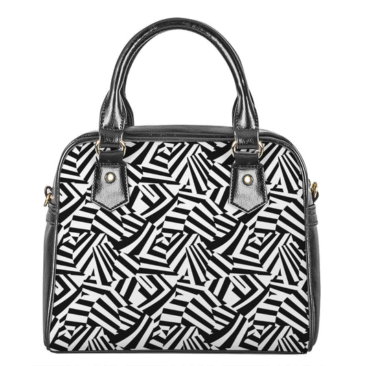 Black And White Dazzle Pattern Print Shoulder Handbag