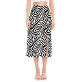 Black And White Dazzle Pattern Print Side Slit Midi Skirt