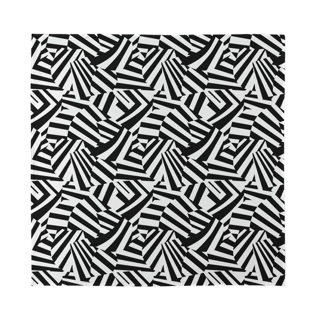 Black And White Dazzle Pattern Print Silk Bandana