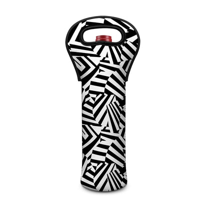 Black And White Dazzle Pattern Print Single Neoprene Wine Tote