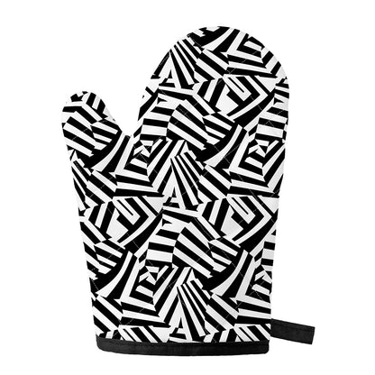Black And White Dazzle Pattern Print Single Oven Mitt