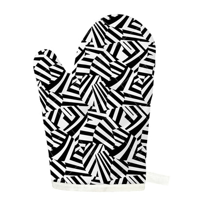 Black And White Dazzle Pattern Print Single Oven Mitt
