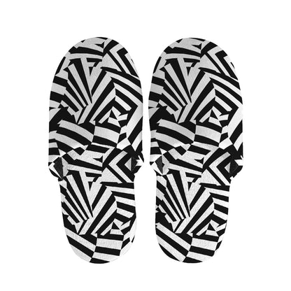 Black And White Dazzle Pattern Print Slippers
